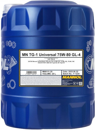 Mannol Gl-4 Automatic Transmission Fluid for Manual Transmission 75W-80 Capacity 20L
