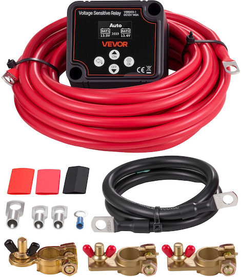 Vevor 12v 140 Amp Dual Battery Isolation Kit Manual Automatic Relay Vsr Voltage Sensitive Voltmeter Lcd Display Smart Battery Isolator Compatible Lead Acid Batteries Utv Atv