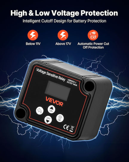 Vevor 12v 140 Amp Dual Battery Isolation Kit Manual Automatic Relay Vsr Voltage Sensitive Voltmeter Lcd Display Smart Battery Isolator Compatible Lead Acid Batteries Utv Atv