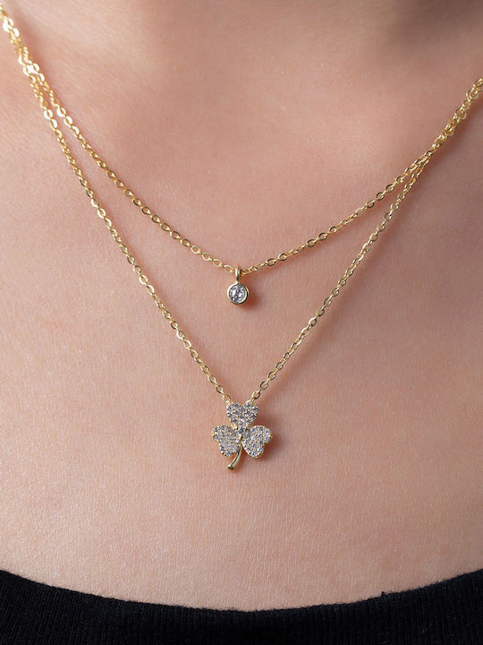 Double Necklace Made of Gold Plated Silver