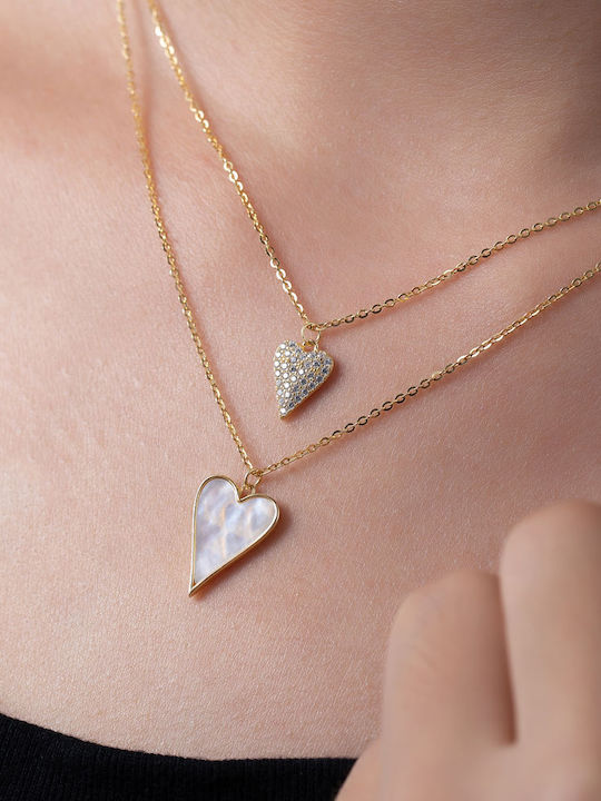 Double Necklace Made of Gold Plated Silver