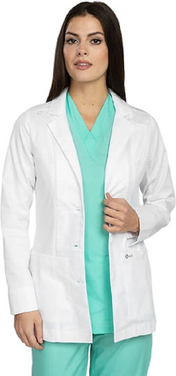 bwell Women's White Medical Dressing Gown