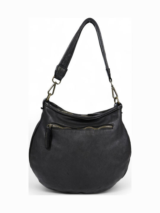 Leder Damentasche Schultertasche Schwarz