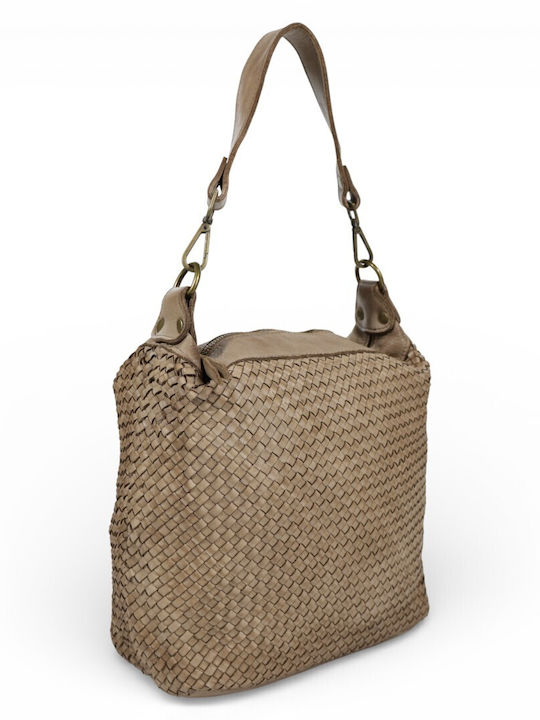 Leather Women's Shoulder Crossbody Bag Taupe