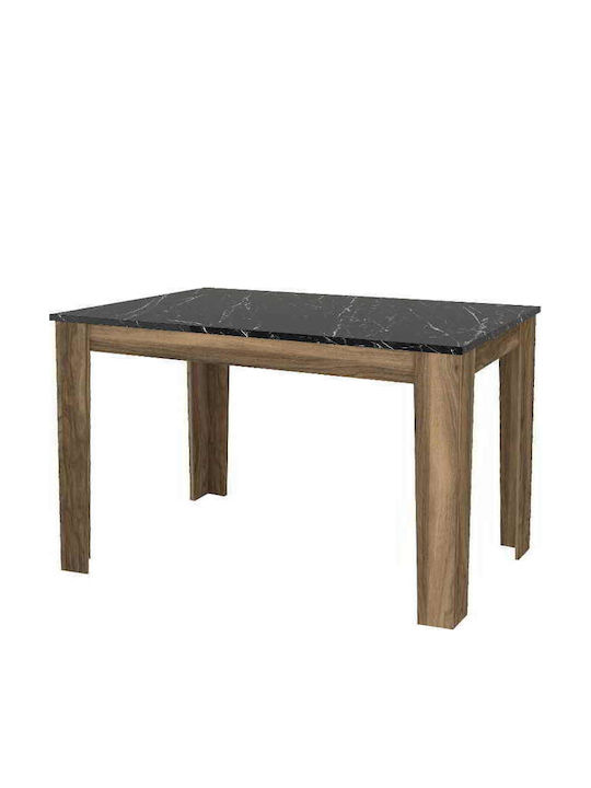 Darlen Masă Bucătărie cu Suprafață de Marmură Walnut - Black Marble Effect 110x72x74buc