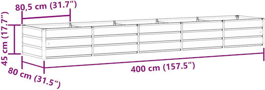 vidaXL Pot Metallic Ivory 400x80x45cm.
