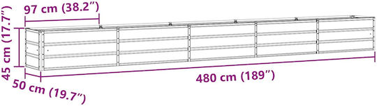 vidaXL Γλάστρα Μεταλλική Ανθρακί 480x50x45εκ.