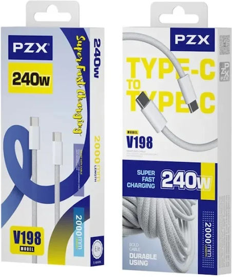 PZX USB 2.0 Cable USB-C male - USB-C 240W Λευκό 2m 7568