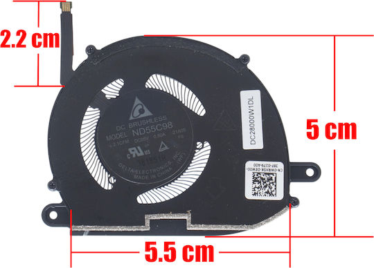 Ανεμιστηράκι Laptop Right Cpu Cooling Fan Dell Xps 13 Plus 9320 Dc28000w1dl 0wrh5k Wrh5k Dc28000w1sl Eg50040s1-cq50-s9a Nd55c98 2916s2r 2725s2r 4pin Κωδ.81528