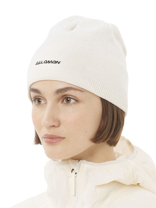Beanie Unisex Σκούφος Πλεκτός σε Εκρού χρώμα