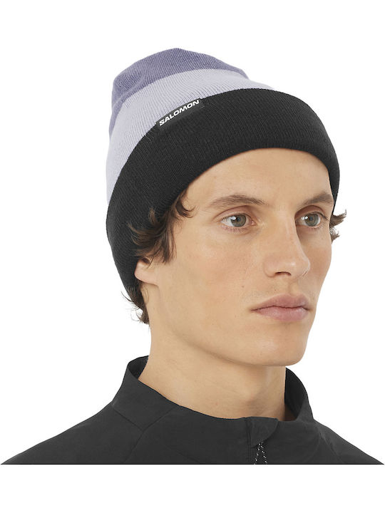 Beanie Unisex Wendbar Beanie Gestrickt in Lila Farbe