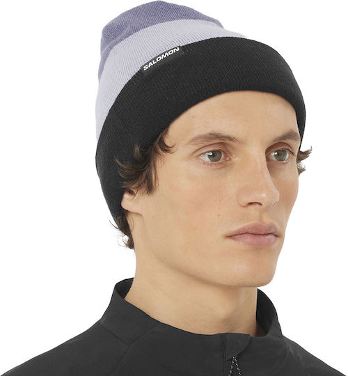 Beanie Unisex Reversible Σκούφος Πλεκτός σε Μωβ χρώμα
