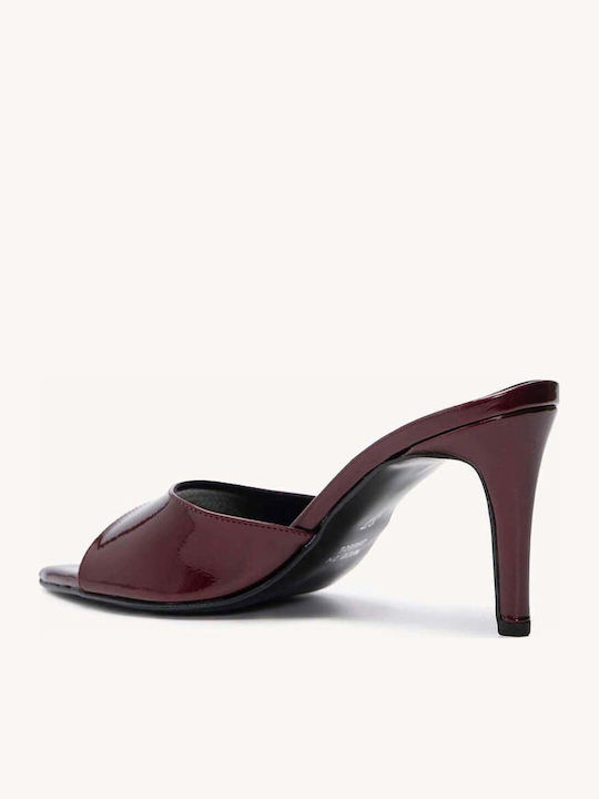 Burgundy Patent Leather Mules Made In Greece Kitten Heel