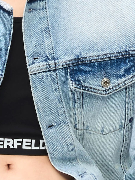 Lang Damen Jeansjacke Blue