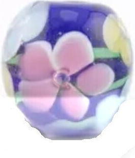 Χάντρα Efco Γυάλινη 10x15mm Οβάλ Flowers Μπλε Λευκό 3τμχ