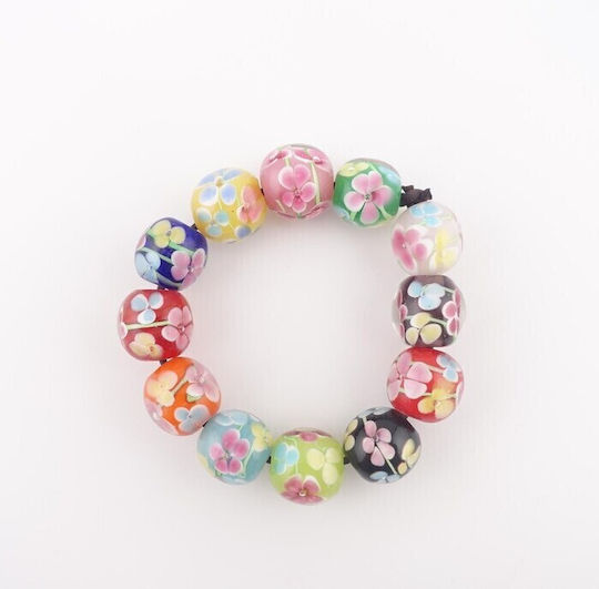 Efco Glass Bead 10x15mm Oval Flowers Black 3pcs
