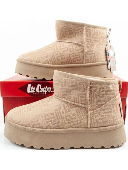 Women's Ankle Boots with Fur Beige
