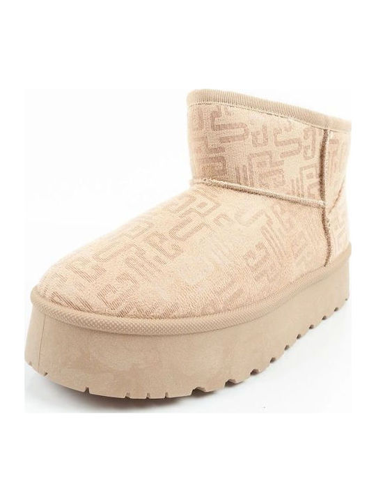 Women's Ankle Boots with Fur Beige