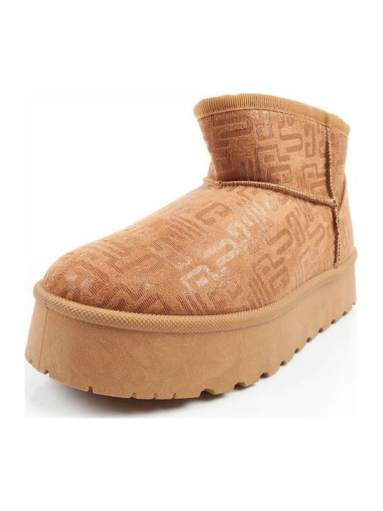 Women's Ankle Boots with Fur Brown