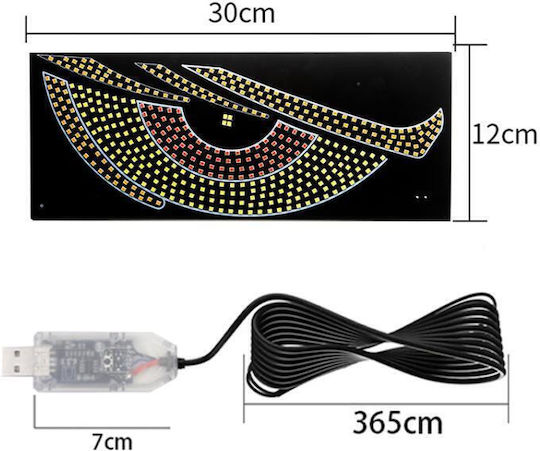 Car Sticker Dynamic Demon Eye USB Mounted In Car Indicator LED Light Red Yellow+White