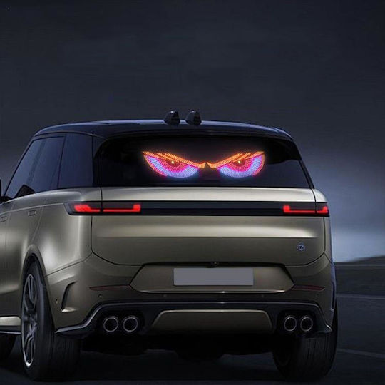 Car Sticker Dynamic Demon Eye USB Mounted In Car Indicator LED Light Red Yellow+White