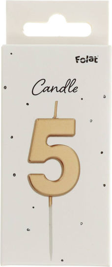 Cake Candle No 5 Gold 5 Pieces