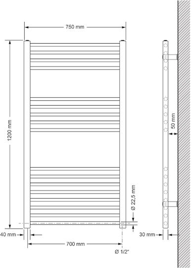 LuxeBath Șină electrică pentru prosoape 900W 120x75cm Negru