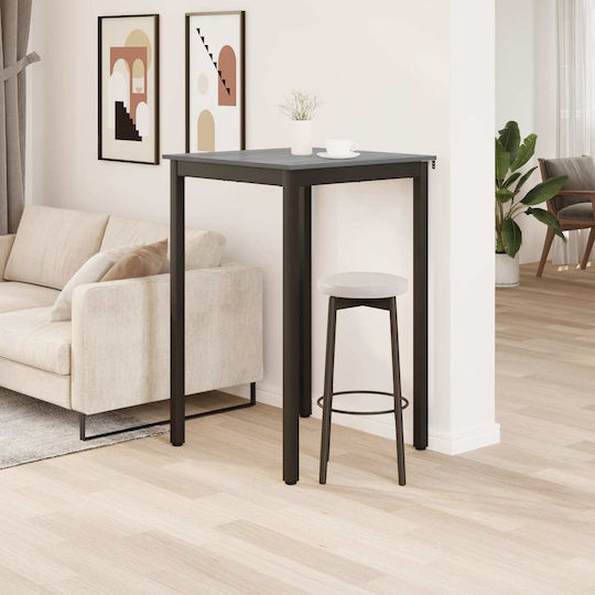 Square Bar Table Wooden with Metal Frame Grey 70x70x105cm