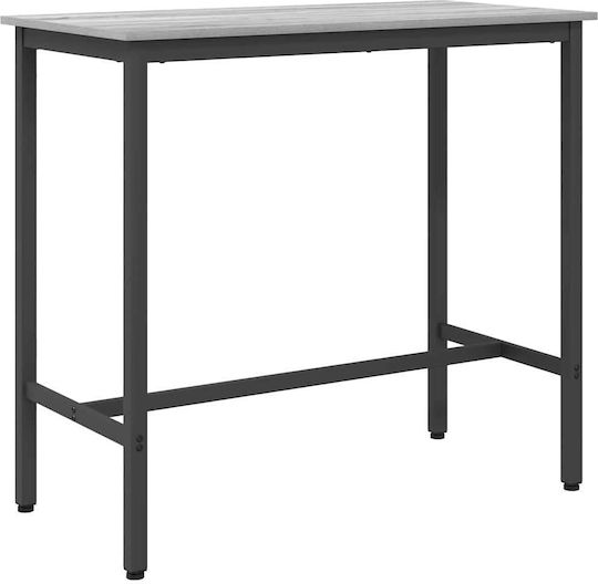 Square Wooden Bar Table with Grey Metal Frame 100x50x90.5cm