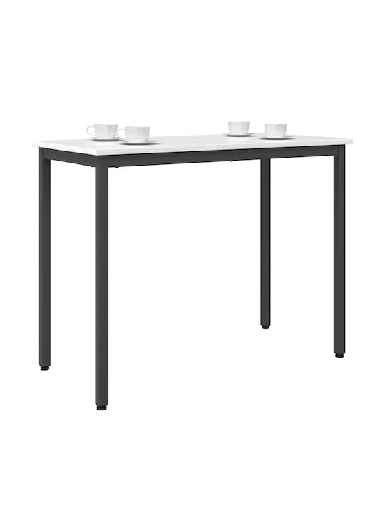Table Kitchen Wooden with Metal Frame White 100x50x77cm