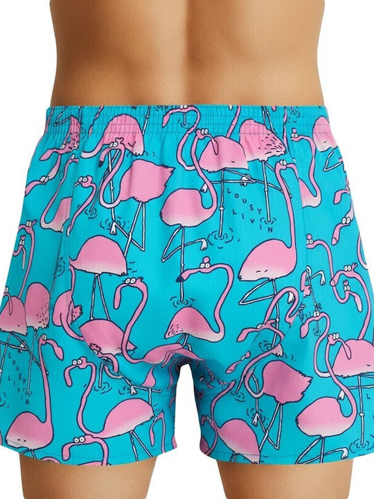 Flamingos Men's Boxer Scuba Blue