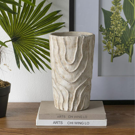 Artekko Διακοσμητικό Βάζο Τσιμεντένιο Μπεζ Φ18.5xΥ29.5cm