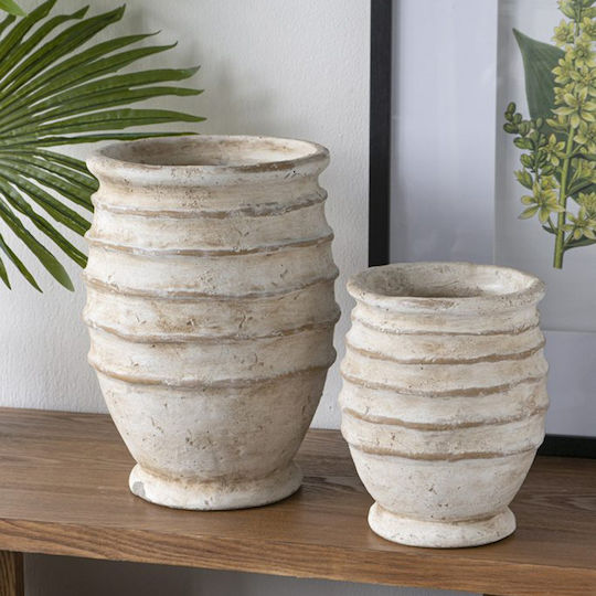 Artekko Διακοσμητικό Βάζο Τσιμεντένιο Μπεζ Φ18xΥ23cm