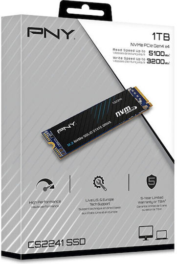 PNY CS2241 SSD 1TB M.2 Type with PCI Express 4.0 Connection M280CS2241-1TB-RB