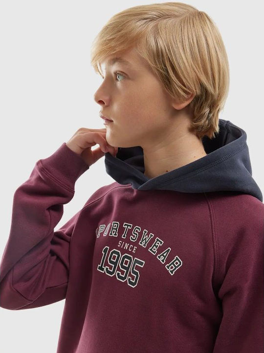 Kids Sweatshirt with Hood and Pockets Burgundy