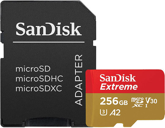 Sandisk Extreme microSDXC 256GB U3 V30 A2 UHS-I 190MB/s с адаптер
