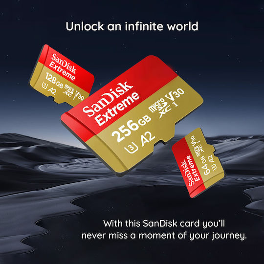Sandisk Extreme microSDXC 256GB U3 V30 A2 UHS-I 190MB/s с адаптер