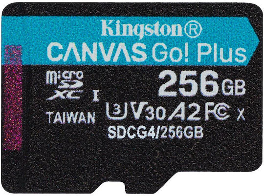 Kingston Canvas Go Plus microSDXC 256GB U3 V30 A2 UHS-I 200MB/s с адаптер