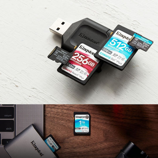 Kingston Canvas Go Plus microSDXC 256GB U3 V30 A2 UHS-I 200MB/s с адаптер