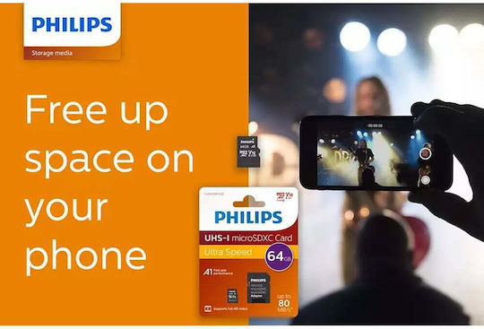 Philips Microsdxc 64gb Class 10 U1 Uhsi microSDXC 64GB U1 UHS-I με αντάπτορα
