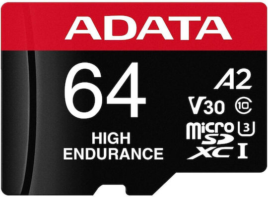 Adata High Endurance microSDXC 64GB U3 V30 A2 UHS-I 100MB/s with Adapter