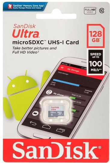 Sandisk Ultra microSDXC 128GB U1 UHS-I 100MB/s