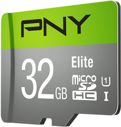 PNY Elite microSDHC 32GB U1 UHS-I 100MB/s με αντάπτορα