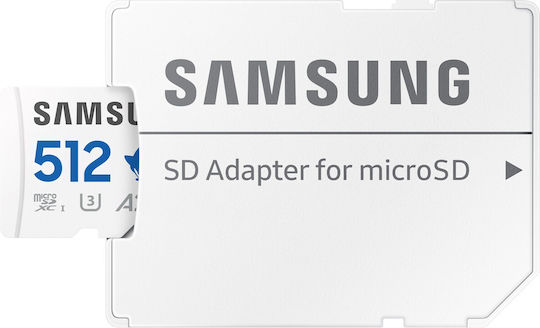 Samsung Pro Plus microSDXC 512GB U3 V30 A2 UHS-I 180MB/s με αντάπτορα