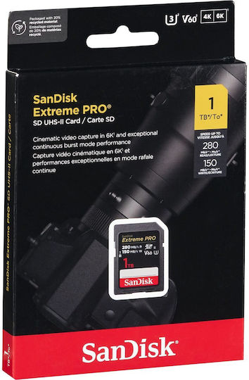 Sandisk Extreme Pro SDXC 1TB U3 V60 UHS-II 150MB/s Cu Adaptor
