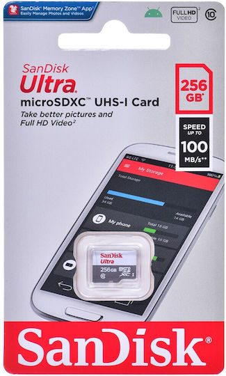Sandisk Ultra microSDXC 256GB U1 UHS-I 100MB/s with Adapter