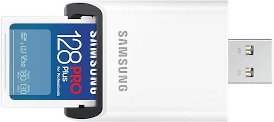 Samsung PRO Plus SDXC 128GB U3 V30 UHS-I 180MB/s με USB Reader
