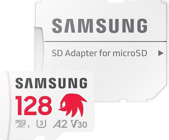 Samsung Sonic The Hedgehog Pro Plus microSDXC 128GB V30 A2 UHS-I 180MB/s με αντάπτορα
