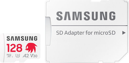 Samsung Sonic The Hedgehog Pro Plus microSDXC 128GB V30 A2 UHS-I 180MB/s με αντάπτορα