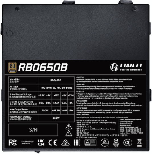 Lian Li RB650B 650W Μαύρο Τροφοδοτικό Υπολογιστή Semi Modular 80 Plus Bronze